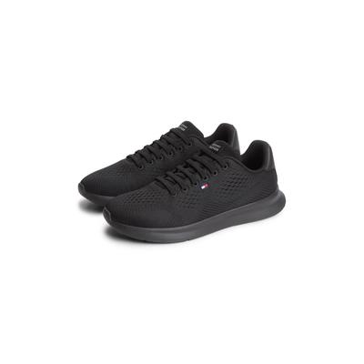 Sneaker TOMMY HILFIGER "LIGHTWEIGHT RUNNER KNIT", Herren, Gr. 45, Textil, schwarz, Synthetik, Textil, unifarben, Basic, Schuhe Sneaker, Freizeitschuh, Halbschuh, Schnürschuh mit seitlicher Logo-Flagg