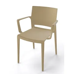 Robuster Stapelstuhl Bakhita B - mit Armlehne für Garten und Wohnbereich taupe