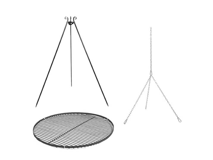 CookKing Grill Tripod Zwart 180 cm met Zwart Stalen Rooster 50 cm