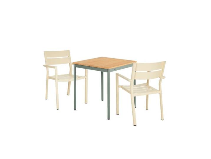 Brafab Delia/Nox Bistro Gartenmöbel-Set 3-teilig, Tischplatte Bambus 70x70 cm Trendig &amp; bunt stapelbar