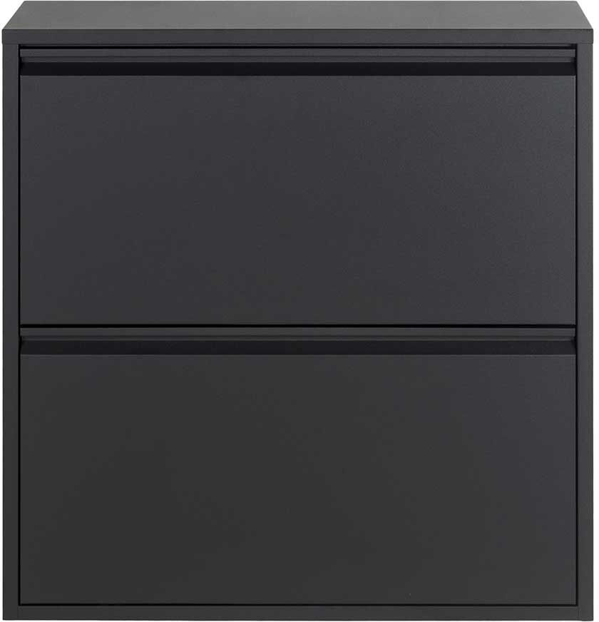 Pharao24.de Moderner Schuhklappenschrank aus Stahl Schwarz