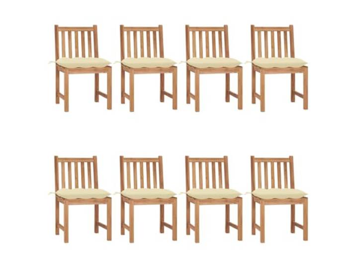 GHVBNMF Gartenstühle 8er Set Massivholz Teak Stuhl mit Kissen Cremeweiß Ergonomische Holzstühle für Terrasse, Balkon und Innenbereich, inklusive weicher Sitzauflagen für angenehmen Sitzkomfort.