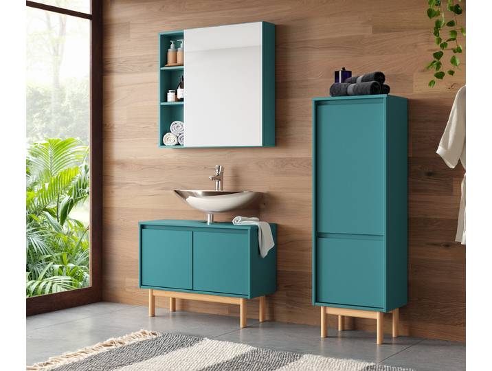 Meuble midi 44 x 138 x 35cm Bleu/Bleu pétrole