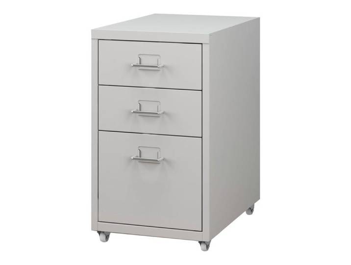 Caisson de bureau meuble de rangement pour documents dossiers fournitures de bureau a roulettes acier 48 x 28 x 41 cm bl