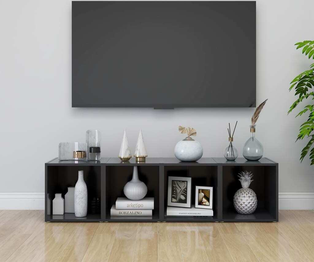 The Living Store TV-meubels, 4 stuks, grijs, B/D/H: 37 x 35 x 37 cm