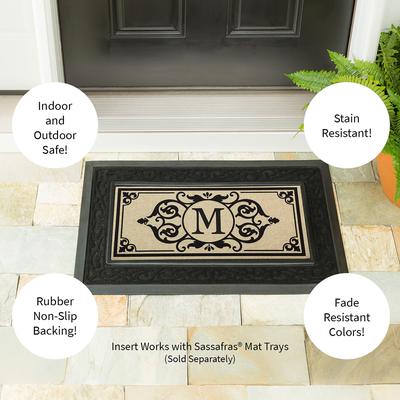 Evergreen 22 in. x 10 in. Cambridge Monogram Burlap Sassafras Switch Mat, Letter M