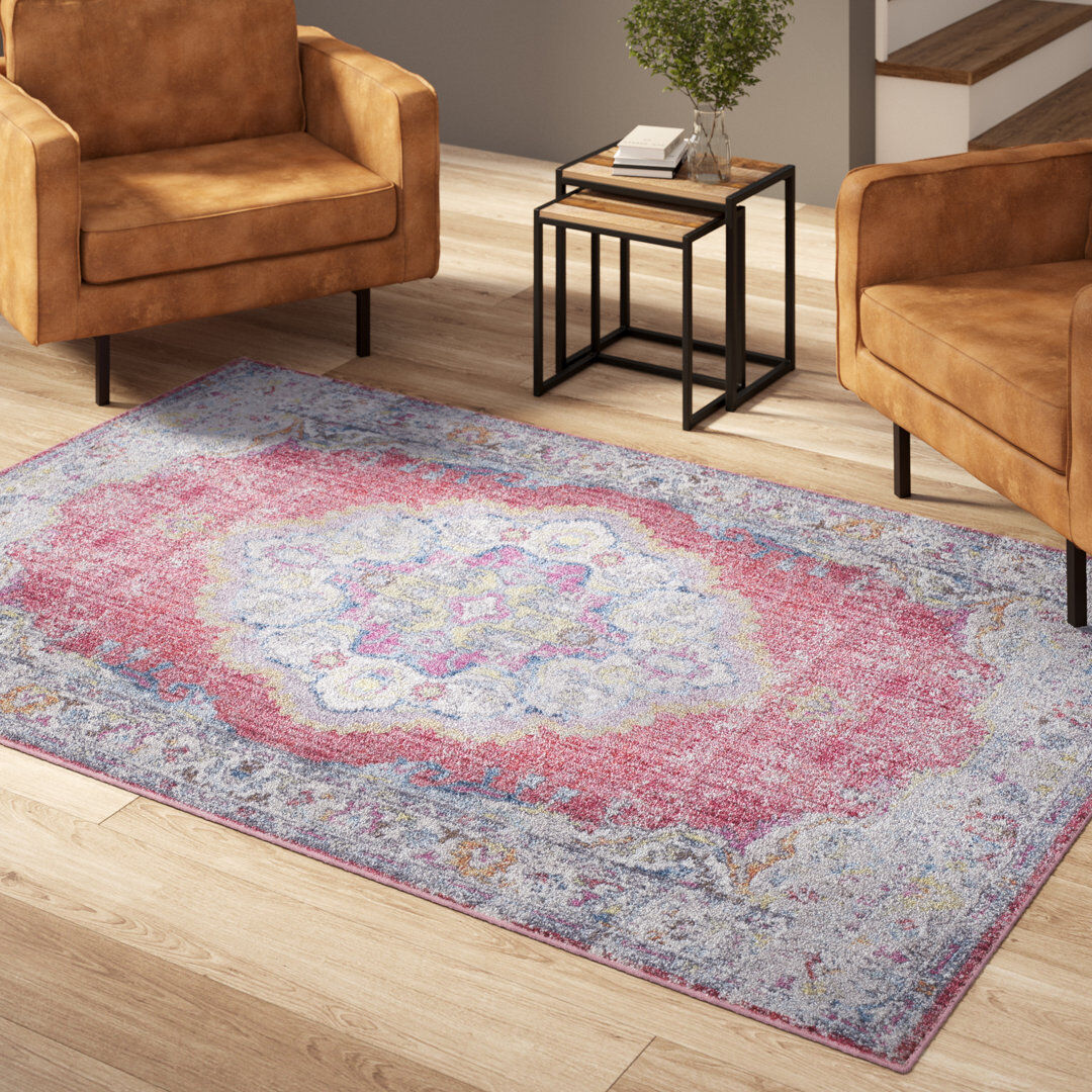 Rio Cambridge Oriental Hand Woven Area Rug Fuchsia/Light Grey Rectangle 183 x 274 cm