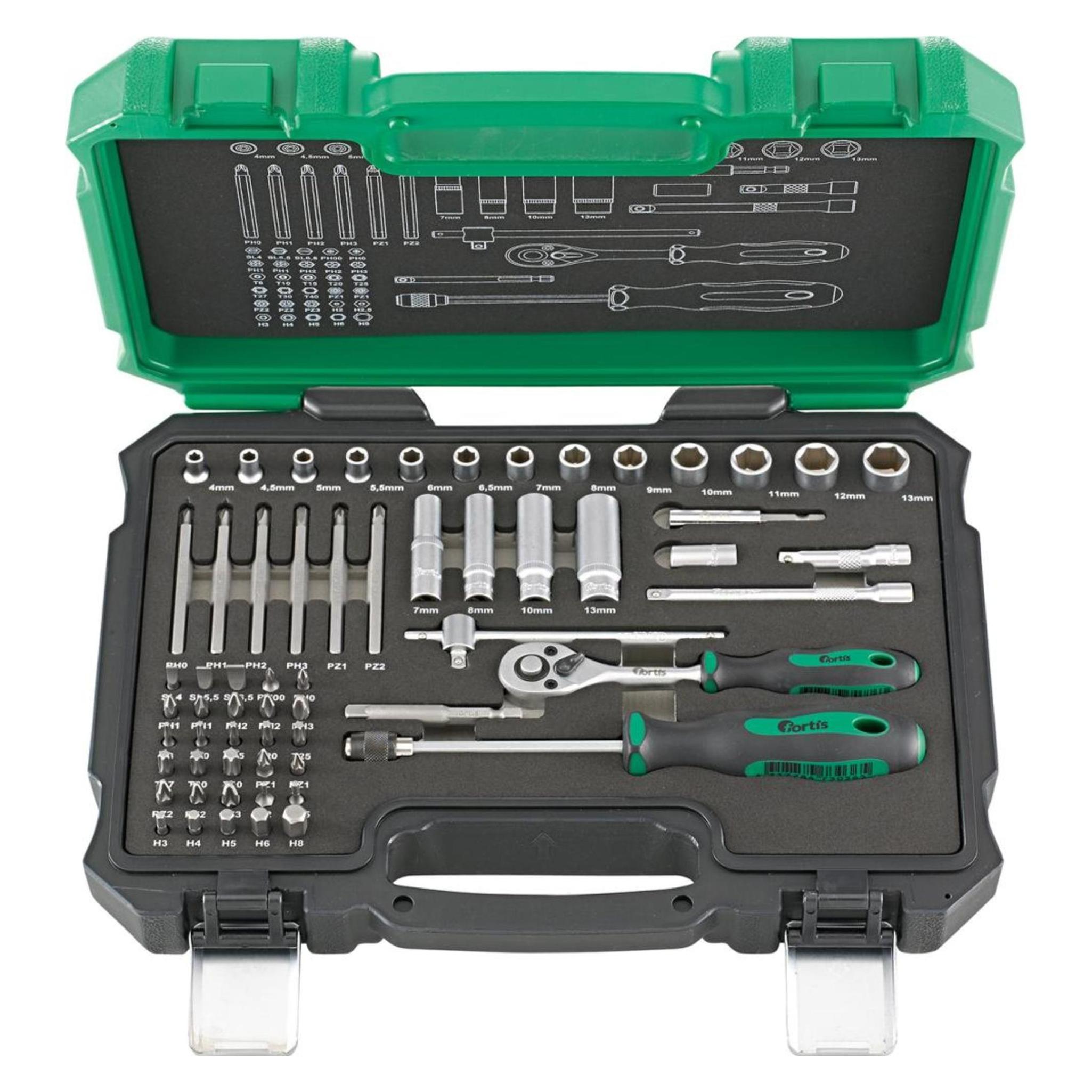 Fortis Steckschlüssel Garnitur 1/4 Zoll im Koffer 61 Teile (4317784707787)
