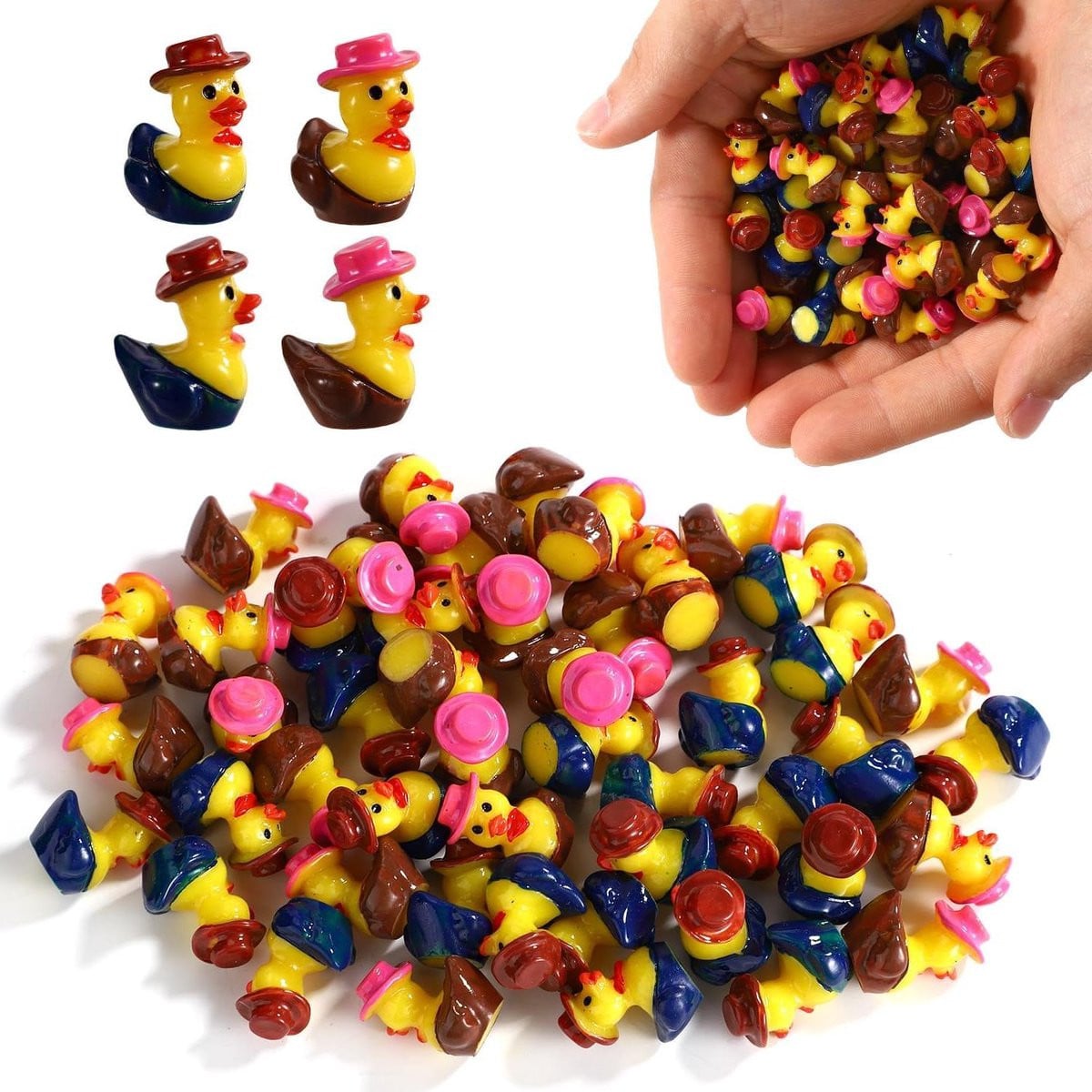 Allecto Plus 50 stuks schattige eend miniatuur cowboy beeldjes voor poppenhuis decoratie en landscaping ornamenten