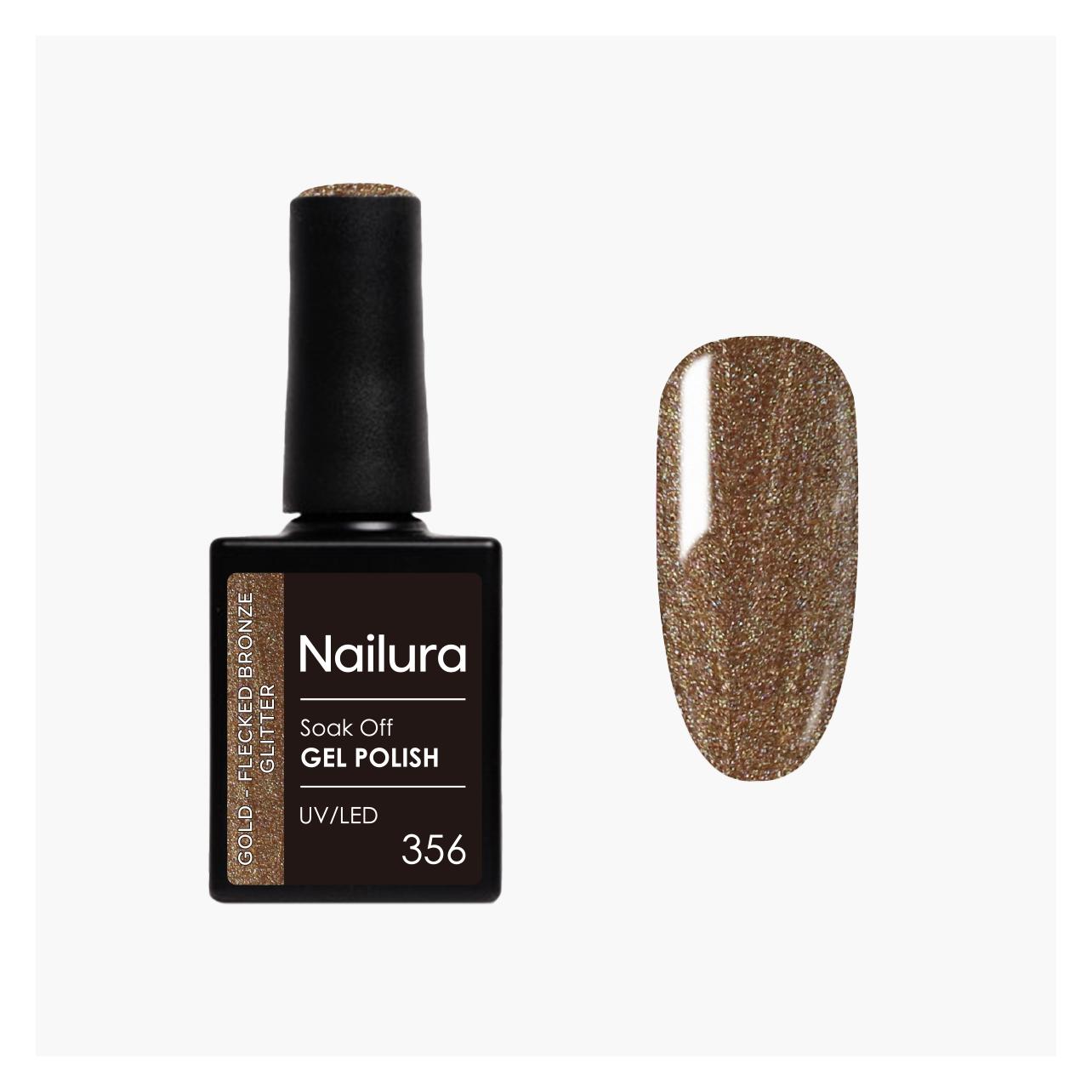 Nailura - Gel Polish 356 - Gold Flecked Bronze Glitter - 10 ml (Gold Flecked Bronze Glitter) (70375)