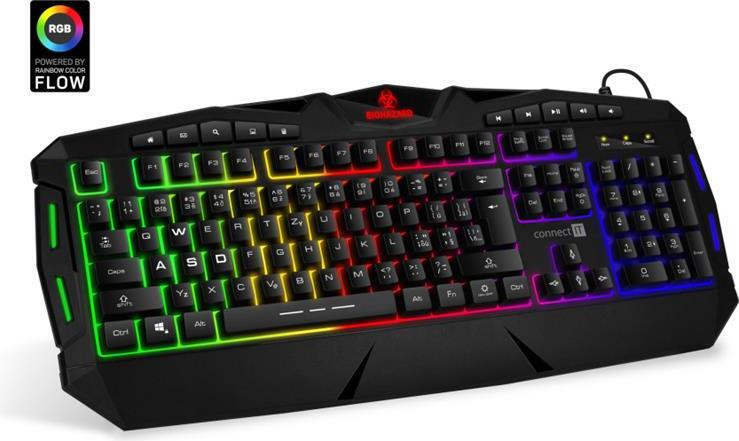 Connect IT BIOHAZARD USB Kabel QWERTY RGB LED Zwart