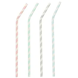 PAPSTAR 100 Trinkhalme, Papier Ø 6 mm · 22 cm farbig sortiert "Stripes" flexibel