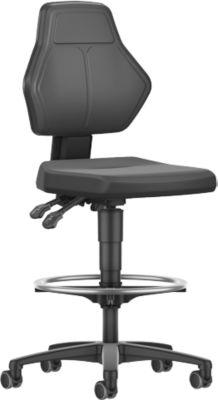 Arbeitsdrehstuhl Allrounder, o. Armlehnen, Permanentkontakt, m. Sitz-Stopp-Rollen, PU-Polster, schwarz