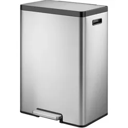 EKO Mülltrennsystem Ecocasa II Recycling Tritteimer 2 x 20 L aus gebürstetem Edelstahl, fingerabdru, Abfalleimer, Silber