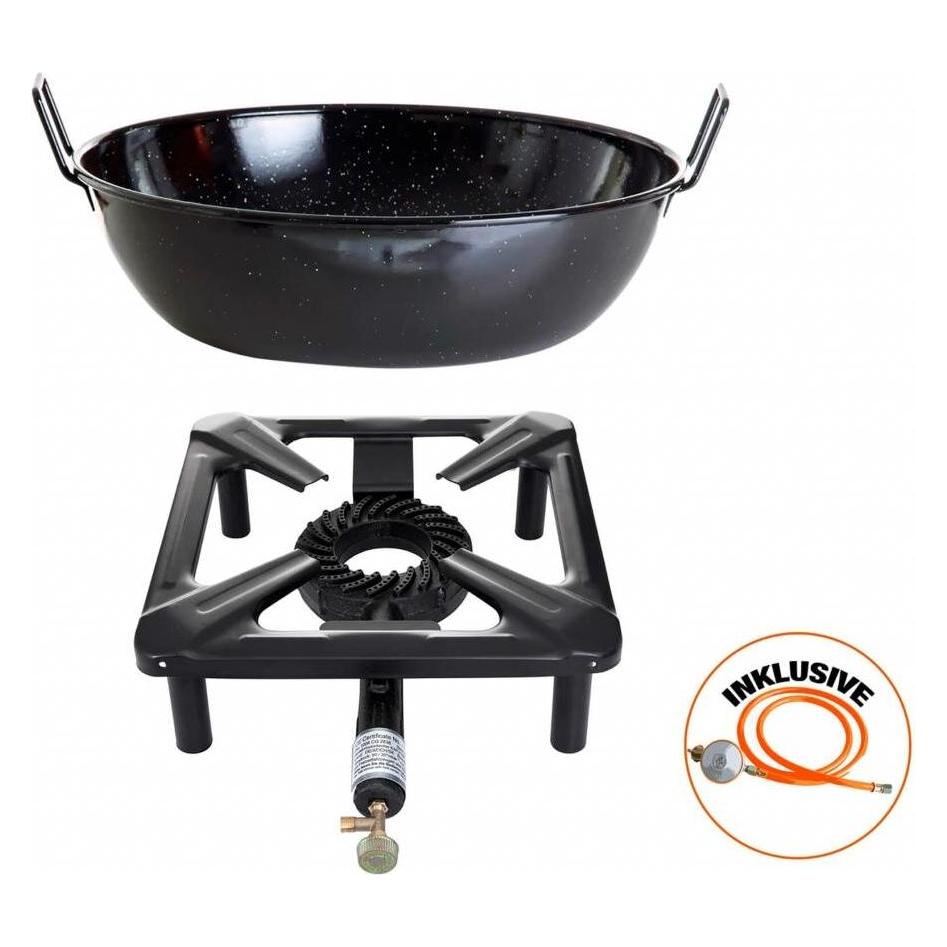 All'Grill Hockerkocher-Set (klein) mit Emailleschüssel Ø 30 cm inkl. Gasschlauch & Regler (43781354)