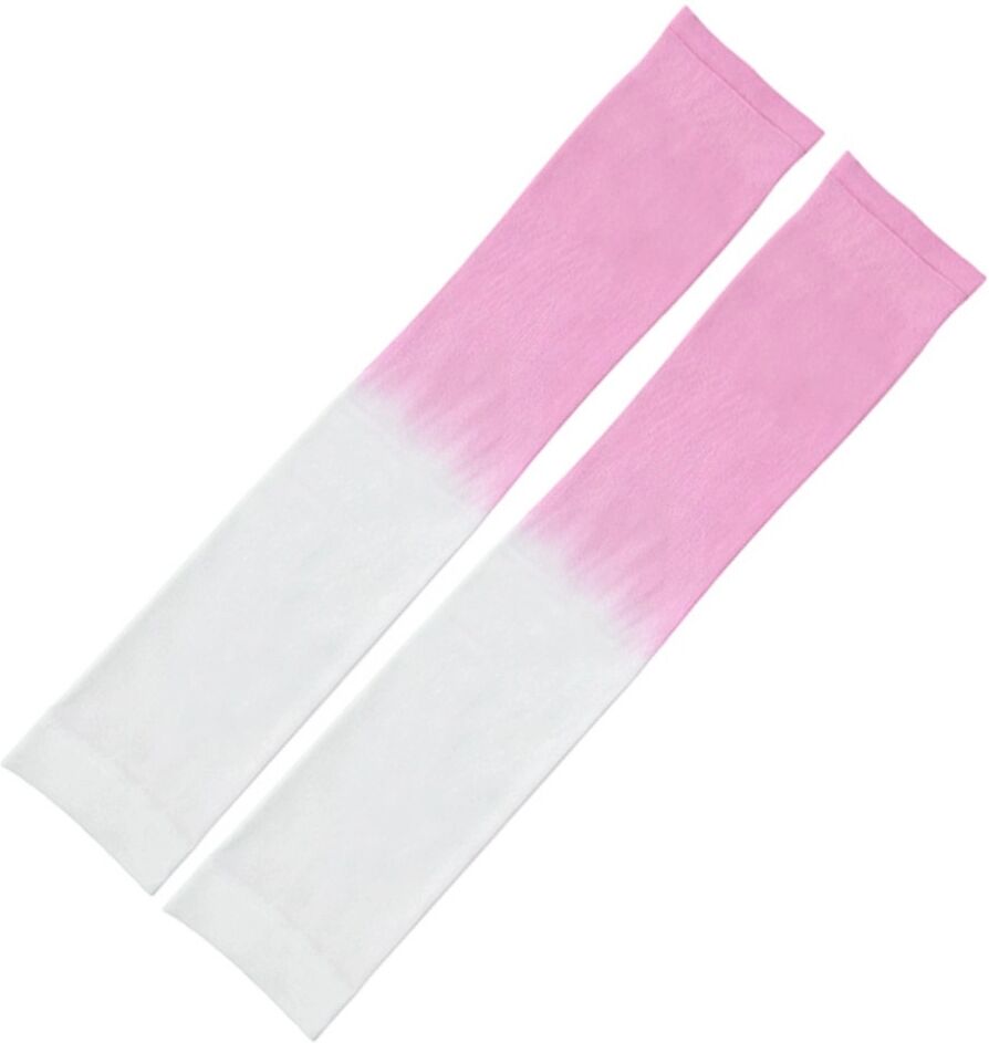 INF Eisseide kühlende Armstulpen mit UPF50+ Sonnenschutz, Daumenloch, ergonomische Passform, 360° nahtloses Strick, Länge 45cm Weiß+Rosa
