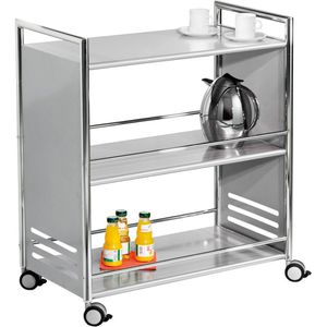 Kerkmann Servierwagen Artline 3371, silber, aus Metall, 3 Etagen, mit Feststellbremse, 40 x 84 x 70 cm
