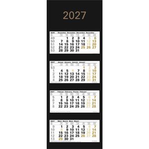 Güss-Verlag 4-Monatskalender 50400, Black Edition, Jahr 2027, 1 Monat = 1 Blatt, mit Datumsschieber, 33 x 87,5 cm
