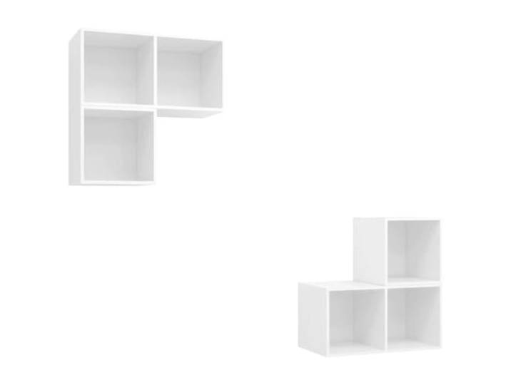 Makastle TV Schrank Set 4-TLG. Weiß Holzwerkstoff Wandmontage