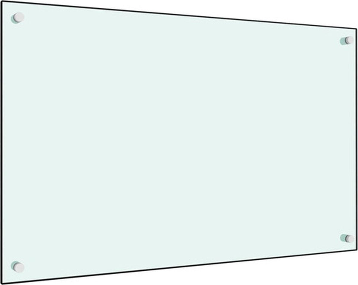 vidaXL Spatscherm voor de keuken - Gehard glas - Melkwit - 80 x 50 cm