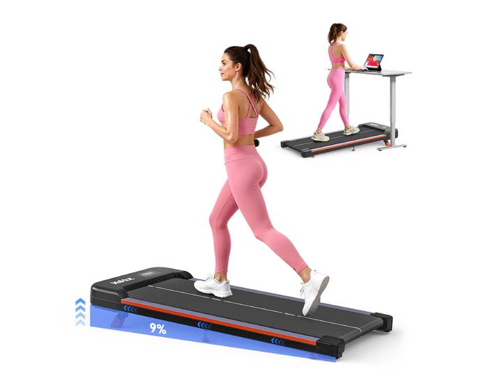 KeHot YQ N3897 Tapis de marche inclinaison 9 %, tapis roulant silencieux compact, musique Bluetooth, écran LED, tapis roulant compact sous bureau