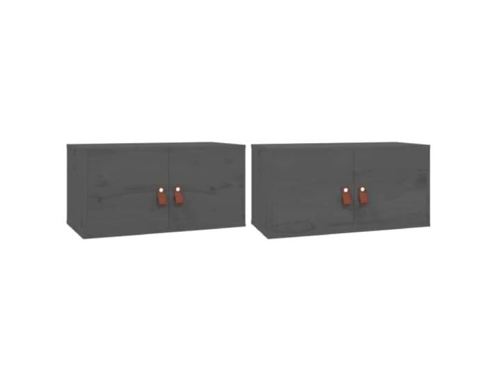Helloshop26 2er Set Wandschrank Kiefer massiv 60 x 30 x 30 cm Deko Aufbewahrung rustikaler Stil grau 02_0048375