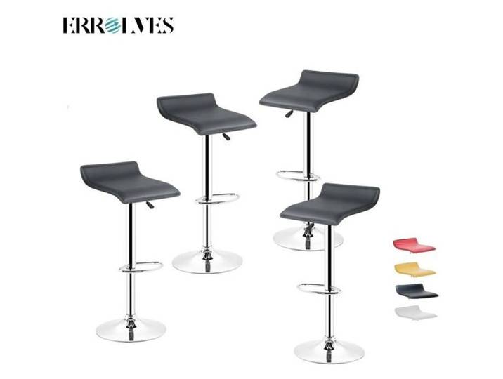 Tabouret de bar - ERROLVES - Lot de 4 - Noir - Hauteur ajustable 55-75 cm