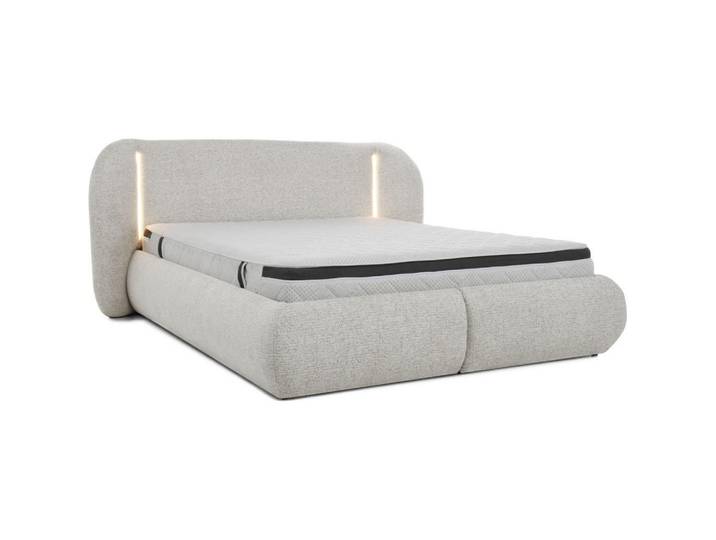 Beautysofa Polsterbett Corfu mit LED-Beleuchtung, mit Bettkasten, rundliche Formen, 160x200, Beige, 160x200 cm, Schlafzimmer, Betten, Polsterbetten