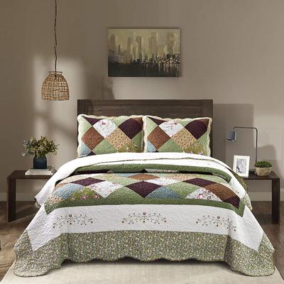 KASENTEX Cotton Patchwork Quilt Floral Patchwork Oversized Bedspread Coverlet