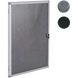 Schaukasten HWC-Q51, Memoboard Pinnwand mit Filzoberfläche,  ~ grau