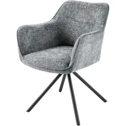 riess-ambiente Stuhl VERONA - grau Strukturstoff mit Armlehne Metallbeine schwarz drehbar