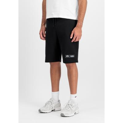 Shorts ALPHA INDUSTRIES "Label Jogger Shorts", Herren, Gr. L, Normalgrößen, schwarz, Obermaterial: 80% Baumwolle, 20% Polyester, Hosen Shorts