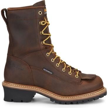 "Carolina Spruce 8"" Lace-to-Toe Logger - Mens 9.5 Brown Boot E2"