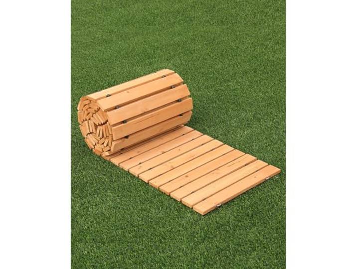 VEVOR Chemin de Jardin en Bois\, 368x56 cm\, Allée de Jardin Droite Déroulante Antidérapante Décorative en Cèdre avec Connexion par Câble Métallique\, pour Fêtes\, Mariages\, Cour\, Terrasse\, Extérieur