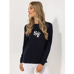 STRANDFEIN Pullover Rundhalsausschnitt Logo-Intarsie figurumspielend