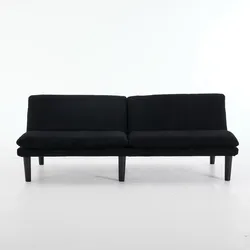 MODFU Klappbares 2-Sitzer-Sofa aus Samt in Schwarz, 3-fach verstellbare Rückenlehne, Bettfunktion