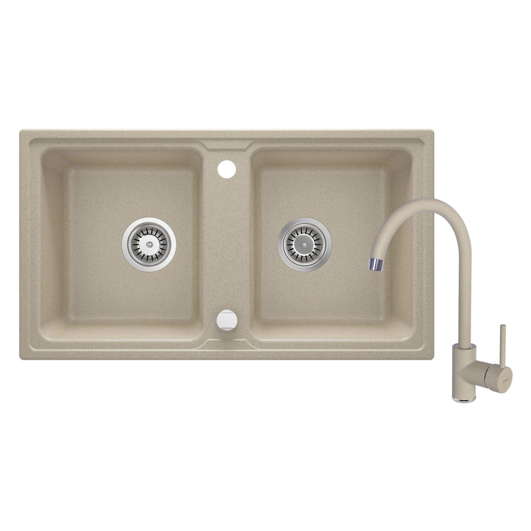 Granitspüle mit 2-Becken-Armatur (ZQZA7203)