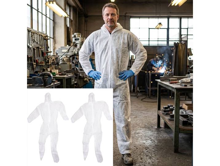 2er-Set Schutzanzug aus Polypropylen-Gewebe, Einweg-Overall mit Reissverschluss