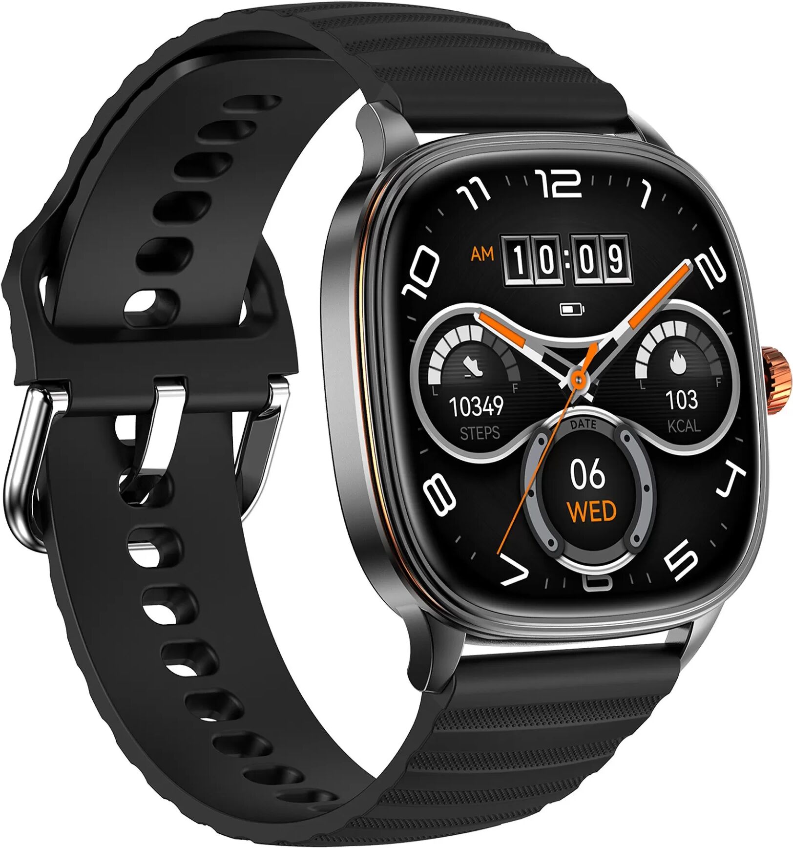 INF Multifunktionale Smartwatch mit AMOLED-Display, Bluetooth-Anrufen und Gesundheitsüberwachung Schwarz