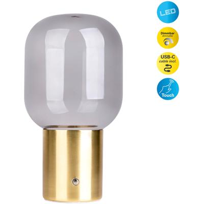 NÄVE LED Tischleuchte "Albero", gold (messing poliert, smoky), Ø 13cm H: 25cm, 1 Stk., Leuchten, Stufenlos dimmbar, LED Tischleuchte
