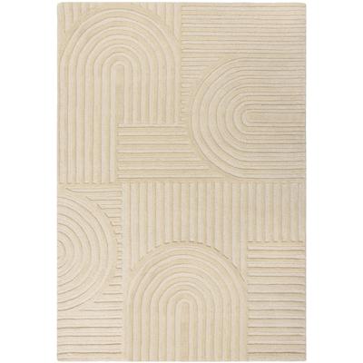 Teppich FLAIR RUGS "ZEN GARDEN", beige (natur), B:160cm H:14mm L:230cm, Wolle, Teppiche, Teppich, 100% Wolle, Hoch-Tief-Effekt, auch als Läufer und in Rund erhältlich