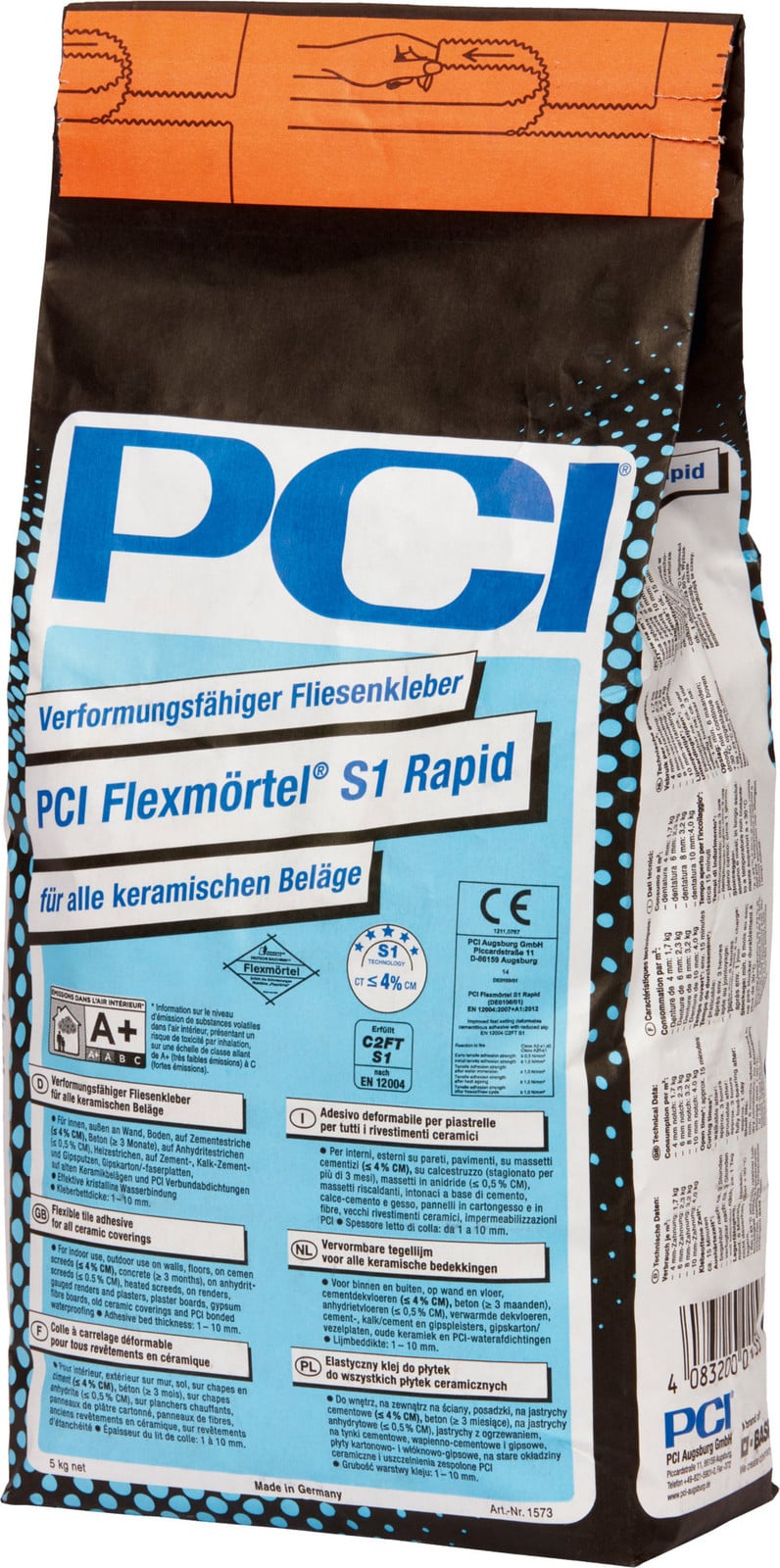 PCI Flexmörtel S1 Snel drogende flexibele tegellijm voor keramische tegels grijs 5 kg