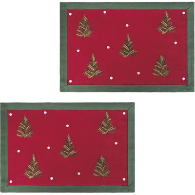 Platzset OTTO HOME "Josselin", rot, B:45cm L:30cm, Obermaterial: 100% Polyester, Platzsets, Weihnachtlich, festlich, 2er Set, Wohnzimmer, Esszimmer