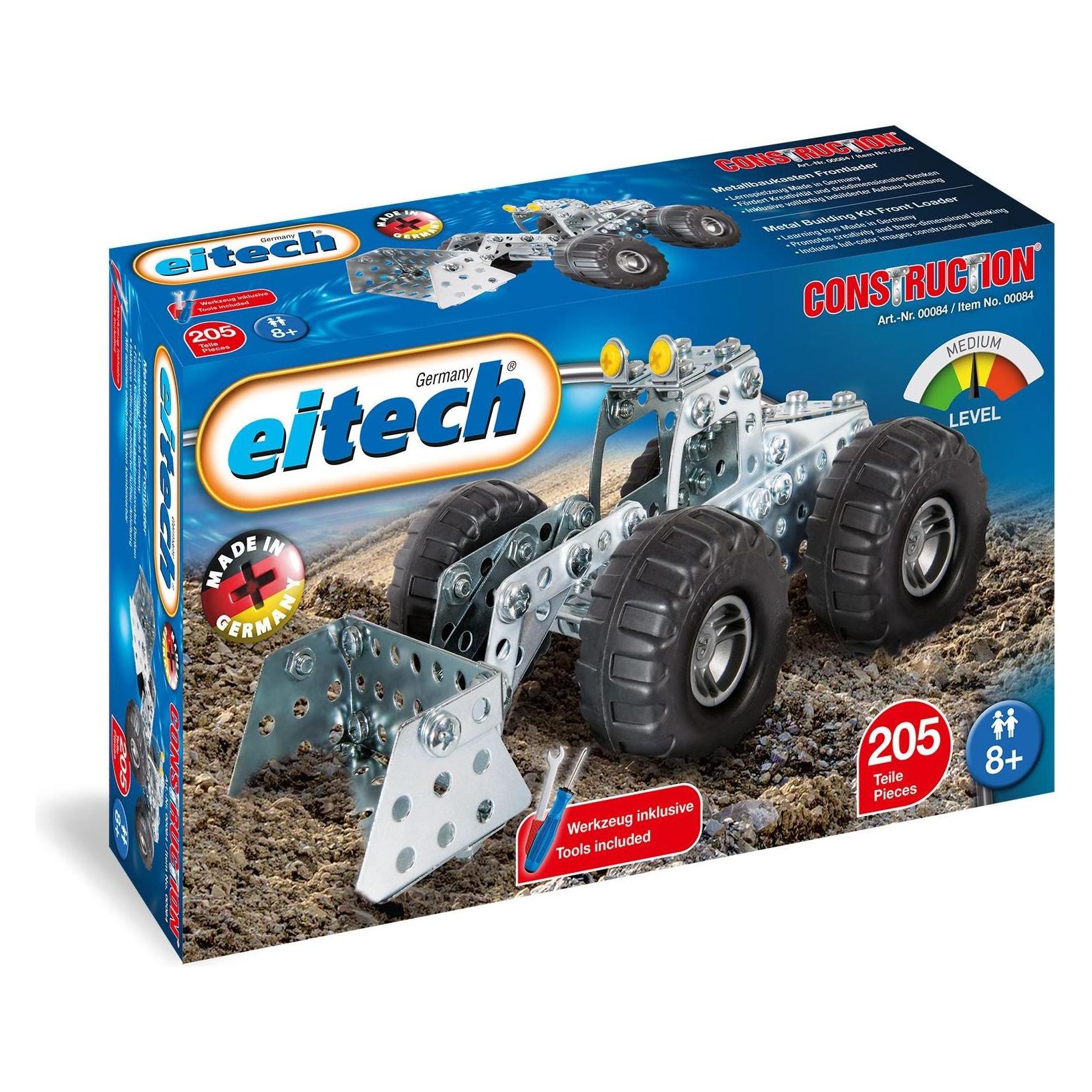 Eitech C84 Metallbaukasten - Radlader, Modellfahrzeug mit 200 Bauteilen, Baustellenfahrzeug Modellba (00084)