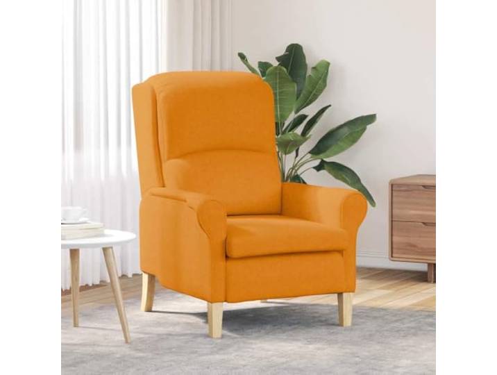 Sessel, dunkelgelb, aus modernem Stoff, mit Rahmen aus Holz Gepolsterte Sitzfläche aus Schaumstofffasern, strapazierfähiger weicher Stoff, moderner Wohnzimmer-Stil, pflegeleicht