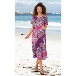 Viskose-Kleid in Druck fuchsia in Größe 52 von DW-Shop, Fuchsia, 52