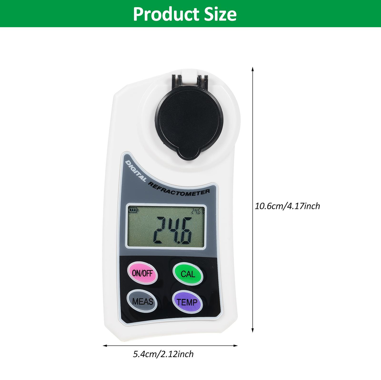 Gistuch EMSZ-J LCD-digitaal Brix-refractometer voor honing en suiker, 0–55% Brix, nauwkeurigheid ± 0,5 Brix