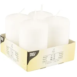 Papstar 6 X 4 Stumpenkerzen Ø 50 mm · 80 mm weiss