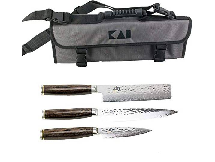 KAI Shun Tim Mälzer Messerset +KAI Messertasche, TDM-1700 (Officemesser), TDM-1701 (Allzweckmesser) und TDM-1742 (Nakiri)