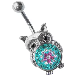 Bauchnabelpiercing ADELIA ́S "Piercing Piercing Bauchnabelpiercing", Damen, Gr. onesize, bunt, Titan, Piercings, Titan Piercing Schmuck Banane, Eule mit vielen Steinen